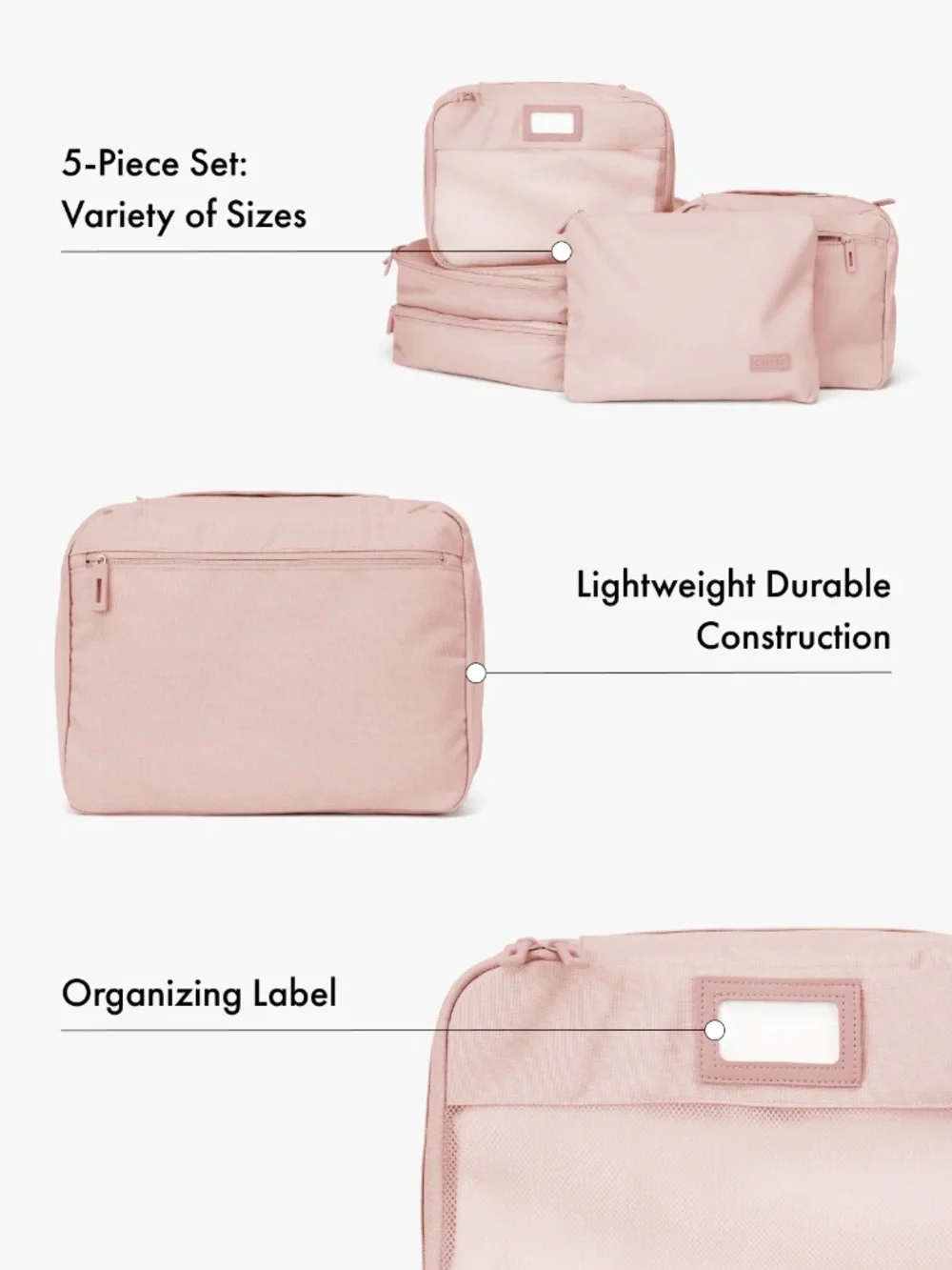 CALPAK 5-Piece Packing Cube Set – Pink Sand | Travel Organizer | NWOT